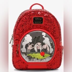 Loungefly Disney Snow White & The 7 Dwarfs Evil Queen Snow Globe Sequin NWT​